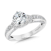 Milgrain-Beaded & Chevron-Shaped Cape Engagement Ring W/ Diamond Arch Undergallery